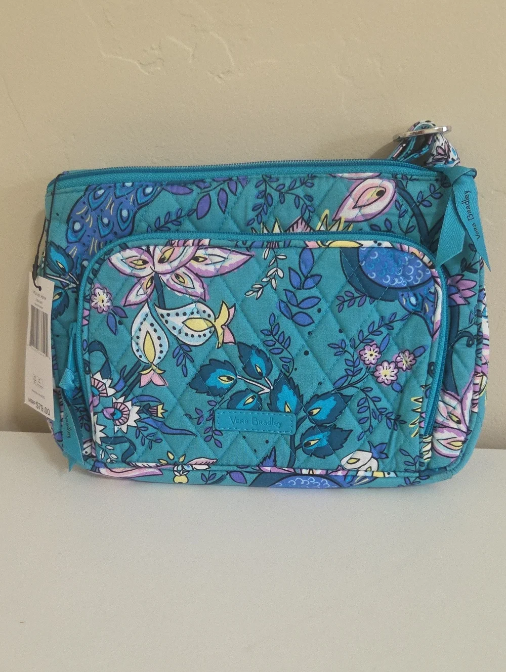 Vera Bradley Teal Floral Quilted Crossbody Bag